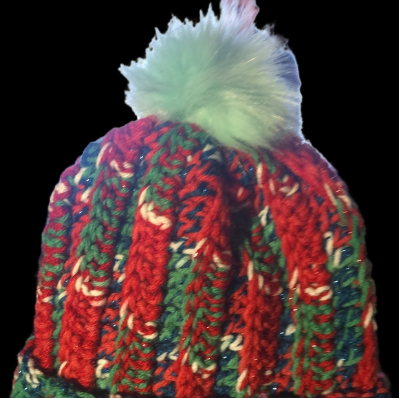 Colorful Knit Beanie with Pom Pom - Picture 1 of 1